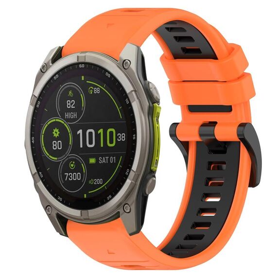 Per Garmin Fenix ​​8 MIP 47mm Cinturino sportivo bicolore in silicone da 22mm (arancione+nero)