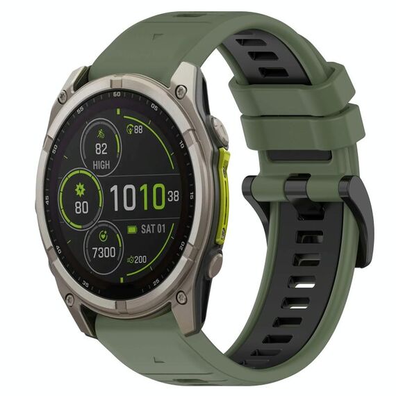 Per Garmin Fenix ​​8 MIP 47mm Sports cinturino in silicone bicolore da 22mm (verde oliva+nero)