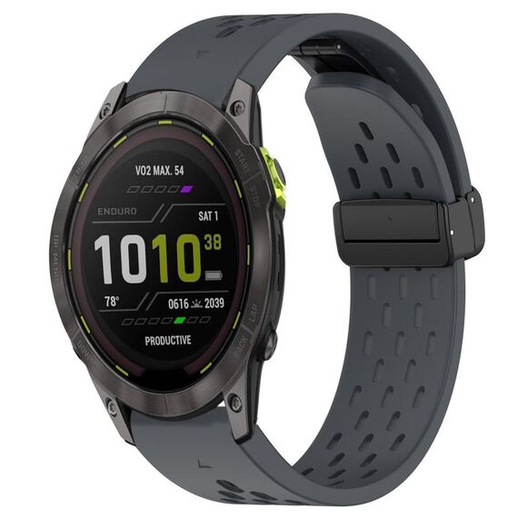 Per Garmin Enduro 3 Hole Folding Buckle 26mm Cinturino in silicone (grigio scuro)