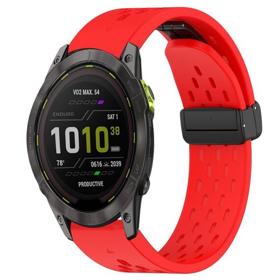 Per Garmin Enduro 3 Hole Folding Buckle 26mm Cinturino in silicone (rosso)