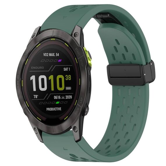 Per Garmin Enduro 3 Hole Folding Buckle 26mm Cinturino in silicone per orologio (verde scuro)