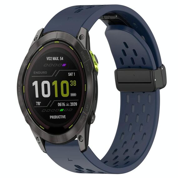 Per Garmin Enduro 3 Hole Folding Buckle 26mm Cinturino in silicone per orologio (blu notte)