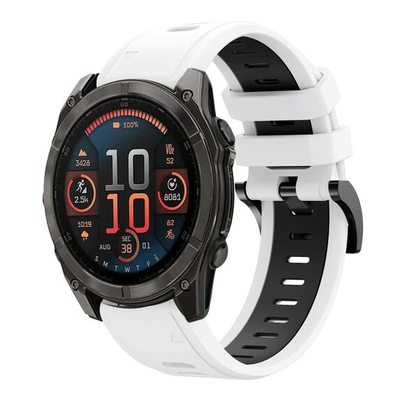 Per Garmin Fenix ​​8 AMOLED 47mm Sportivo Cinturino in silicone bicolore 22mm (bianco+retro)
