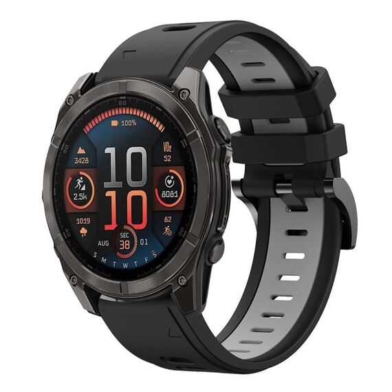 Per Garmin Fenix ​​8 AMOLED 47mm Sports cinturino in silicone bicolore 22mm (nero+grigio)