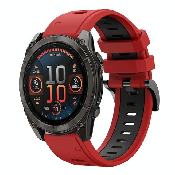 Per Garmin Fenix ​​8 AMOLED 47mm Sportivo Cinturino in silicone bicolore 22mm (rosso+nero)