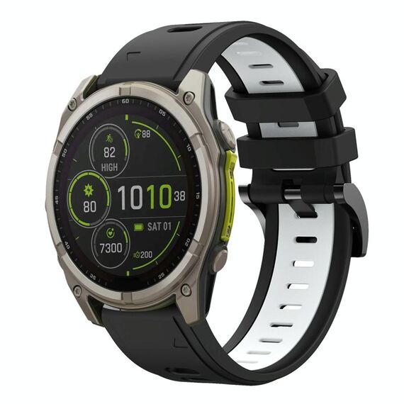Per Garmin Fenix ​​8 MIP 47mm Sports Cinturino in silicone bicolore da 22mm (nero+bianco)