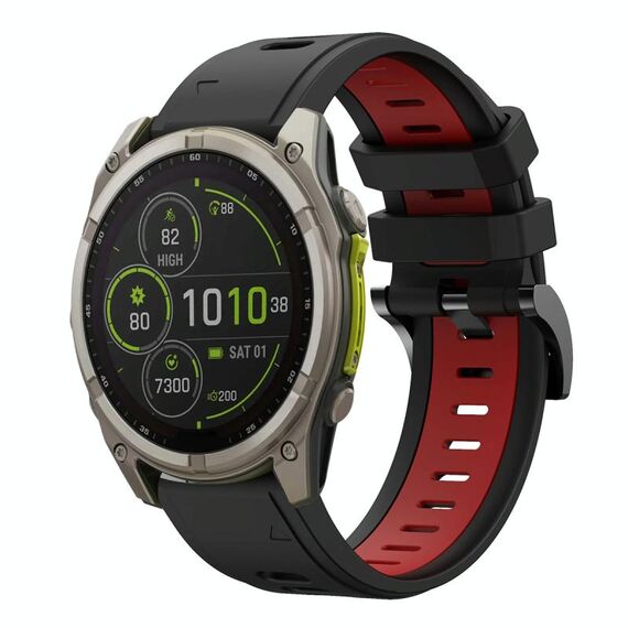 Per Garmin Fenix ​​8 MIP 47mm Sportivo Cinturino in silicone bicolore 22mm (nero+rosso)