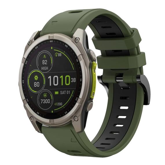Per Garmin Fenix ​​8 MIP 47mm Sports cinturino in silicone bicolore da 22mm (verde militare+nero)