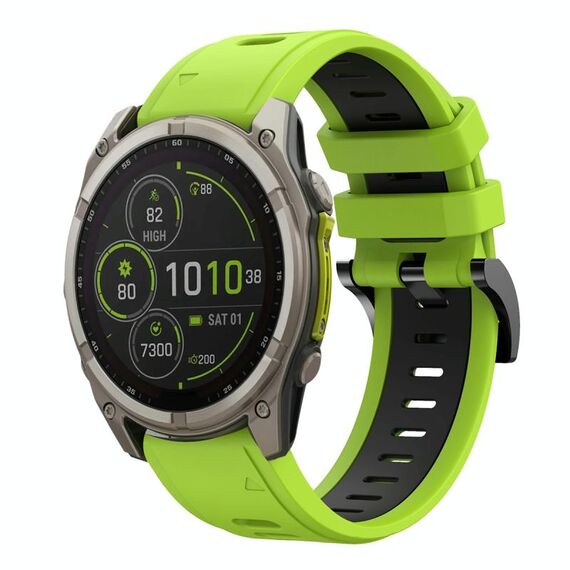 Per Garmin Fenix ​​8 MIP 47mm Sports Cinturino in silicone bicolore da 22mm (lime+nero)