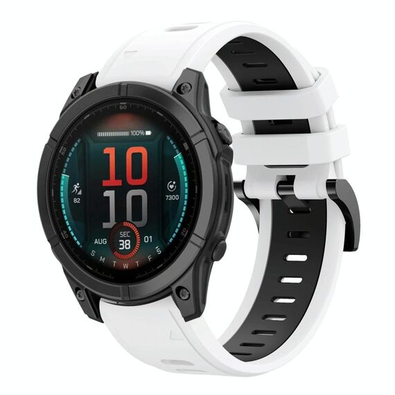 Per Garmin Fenix ​​E 47mm Sports Cinturino in silicone bicolore da 22mm (bianco+retro)