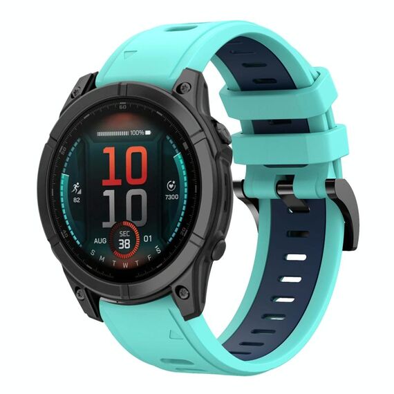Per Garmin Fenix ​​E 47mm Sports cinturino in silicone bicolore da 22mm (verde menta + blu notte)