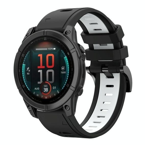 Per Garmin Fenix ​​E 47mm Sports Cinturino in silicone bicolore da 22mm (nero+bianco)