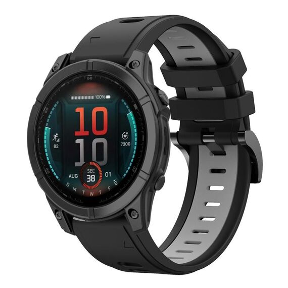 Per Garmin Fenix ​​E 47mm Sports cinturino in silicone bicolore da 22mm (nero+grigio)