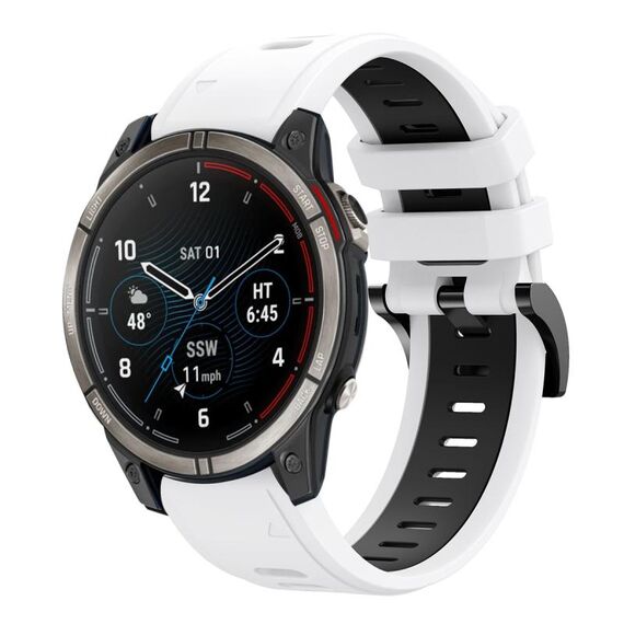 Per Garmin Quatix 7 Pro Sports cinturino in silicone bicolore da 22 mm (bianco+retro)