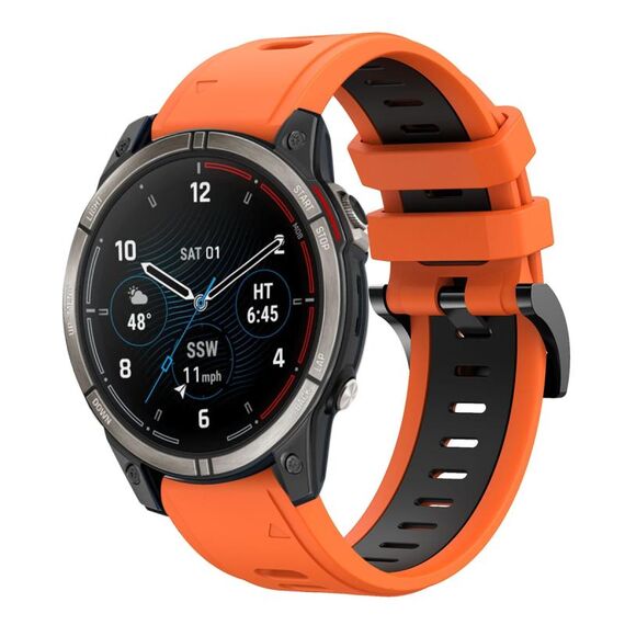 Per Garmin Quatix 7 Pro Sports cinturino in silicone bicolore da 22 mm (arancione+nero)