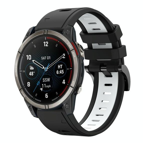 Per Garmin Quatix 7 Pro Sports cinturino in silicone bicolore da 22 mm (nero+bianco)