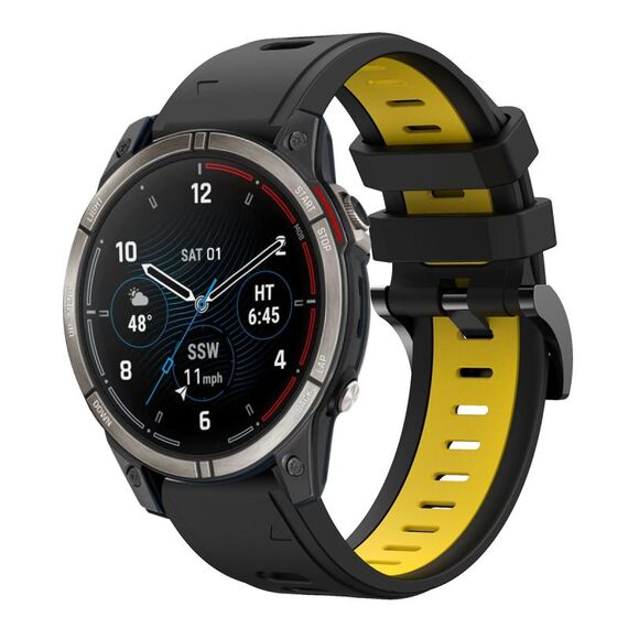 Per Garmin Quatix 7 Pro Sports cinturino in silicone bicolore da 22 mm (nero + giallo)