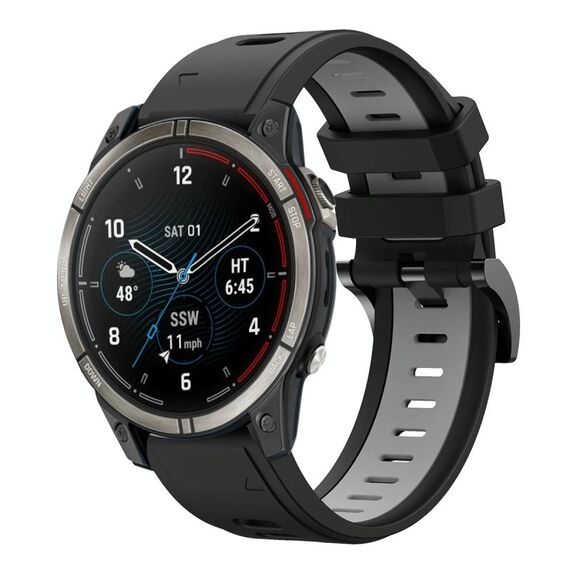 Per Garmin Quatix 7 Pro Sports cinturino in silicone bicolore da 22 mm (nero + grigio)