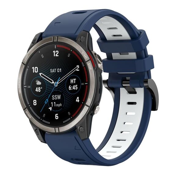 Per Garmin Quatix 7 Sports cinturino in silicone bicolore da 22 mm (blu notte + bianco)