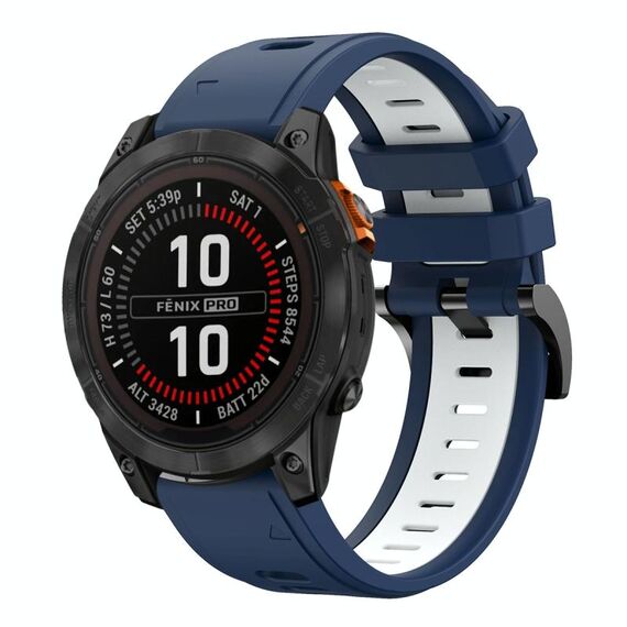 Per Garmin Fenix ​​7 Pro 47mm Sports cinturino in silicone bicolore da 22mm (blu notte+bianco)