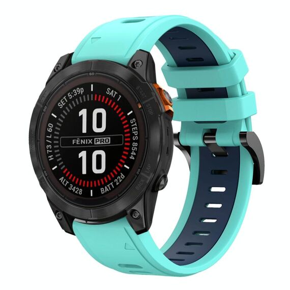 Per Garmin Fenix ​​7 Pro 47mm Sports cinturino in silicone bicolore da 22mm (verde menta + blu notte)
