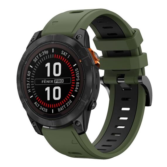Per Garmin Fenix ​​7 Pro 47mm Sports cinturino in silicone bicolore da 22mm (verde militare+nero)