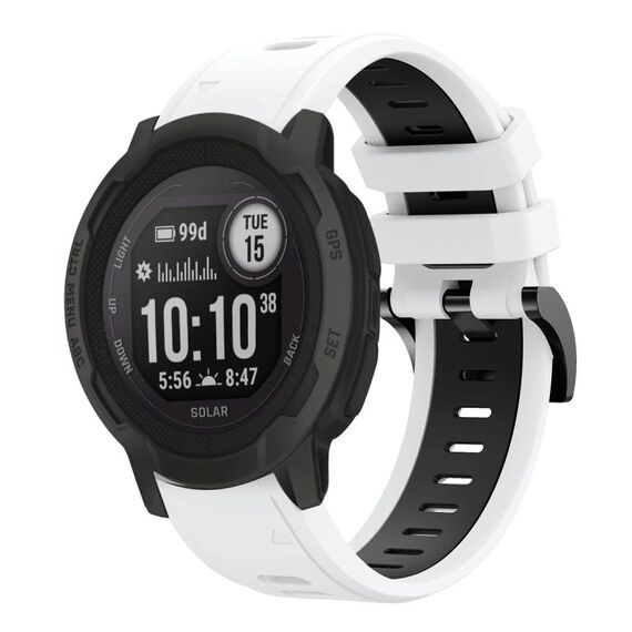 Per Garmin Instinct 2 Solar Sports cinturino in silicone bicolore da 22 mm (bianco + retro)