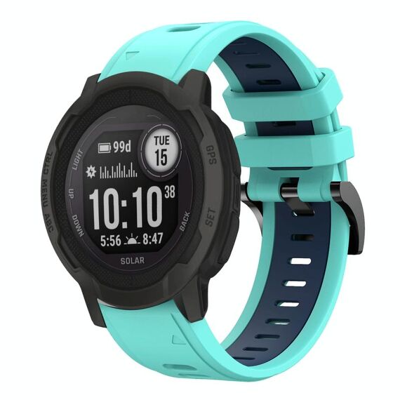 Per Garmin Instinct 2 Solar Sports cinturino in silicone bicolore da 22 mm (verde menta + blu notte)