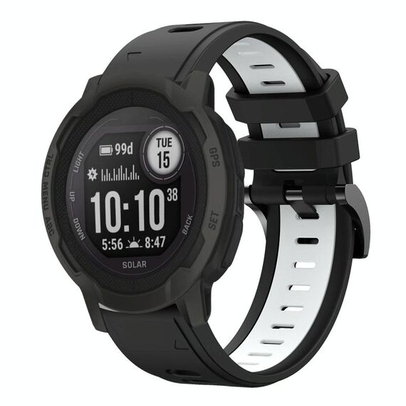 Per Garmin Instinct 2 Solar Sports cinturino in silicone bicolore da 22 mm (nero + bianco)