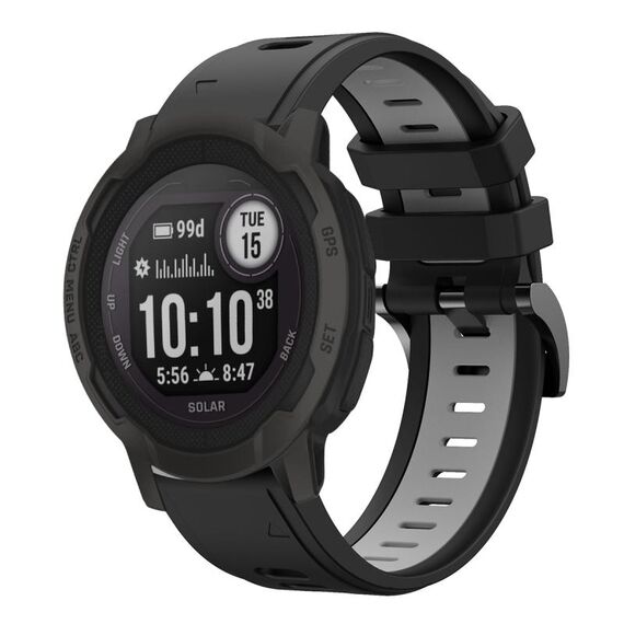 Per Garmin Instinct 2 Solar Sports cinturino in silicone bicolore da 22 mm (nero + grigio)