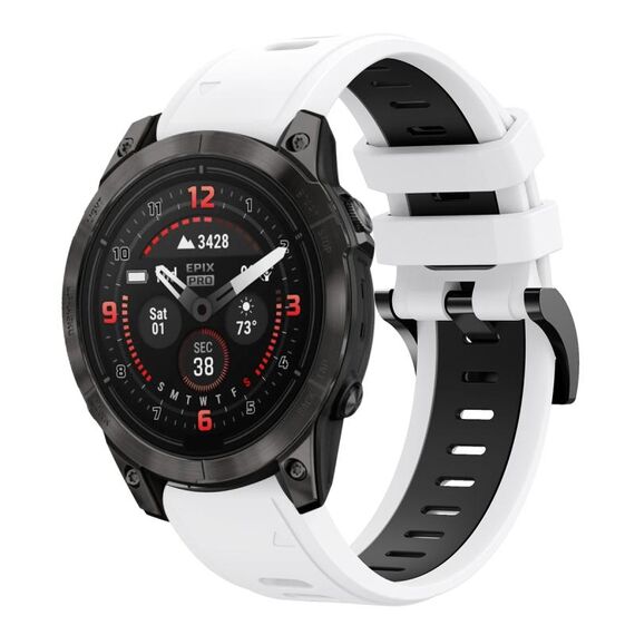Per Garmin Epix Pro 47mm Sports Cinturino in silicone bicolore da 22mm (bianco+retro)