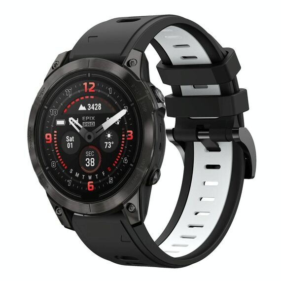 Per Garmin Epix Pro 47mm Sports Cinturino in silicone bicolore da 22mm (nero+bianco)