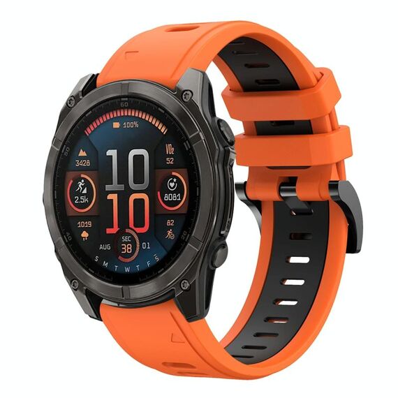 Per Garmin Fenix ​​8 AMOLED 51mm Sportivo Cinturino in silicone bicolore 26mm (arancione+nero)