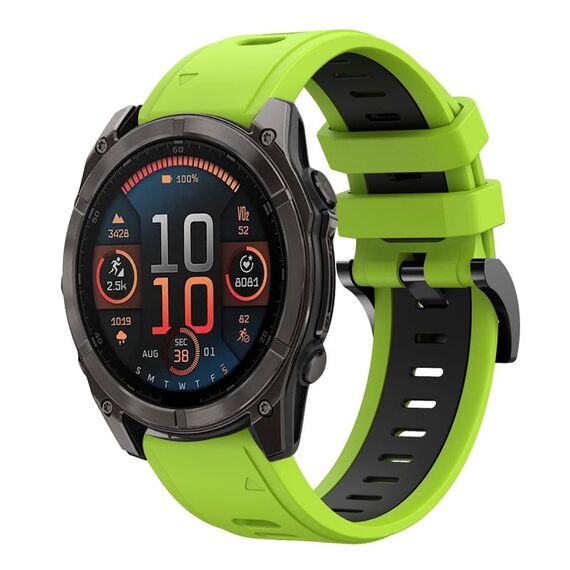 Per Garmin Fenix ​​8 AMOLED 51mm Sportivo Cinturino in silicone bicolore 26mm (Lime+Nero)