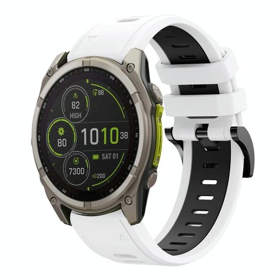 Per Garmin Fenix ​​8 MIP 51mm Sportivo Cinturino in silicone bicolore 26mm (bianco+retro)