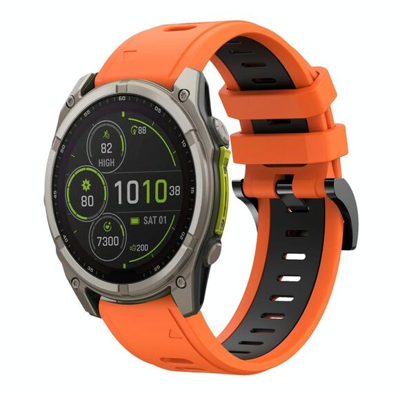 Per Garmin Fenix ​​8 MIP 51mm Sportivo Cinturino in silicone bicolore 26mm (arancione+nero)