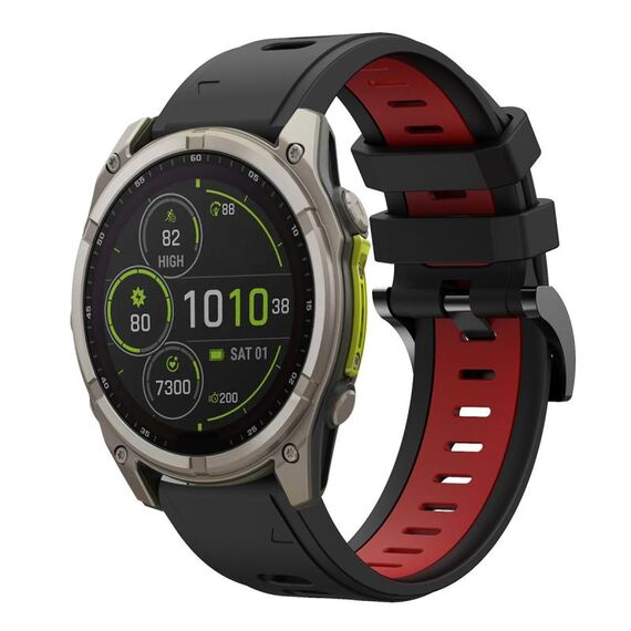 Per Garmin Fenix ​​8 MIP 51mm Sportivo Cinturino in silicone bicolore 26mm (nero+rosso)