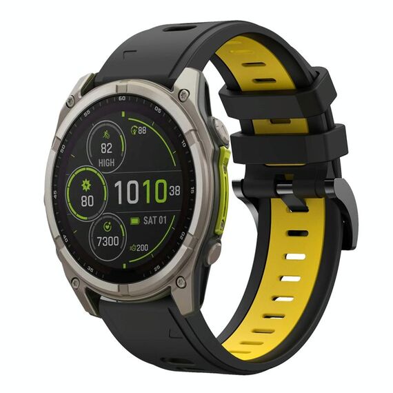 Per Garmin Fenix ​​8 MIP 51mm Sportivo Cinturino in silicone bicolore 26mm (nero+giallo)