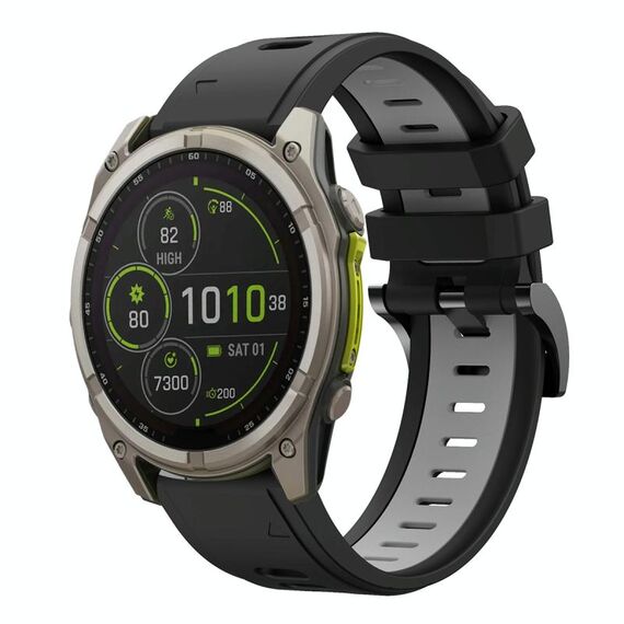 Per Garmin Fenix ​​8 MIP 51mm Sports Two Color 26mm Cinturino in silicone (nero+grigio)