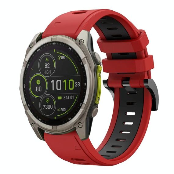 Per Garmin Fenix ​​8 MIP 51mm Sportivo Cinturino in silicone bicolore 26mm (rosso+nero)