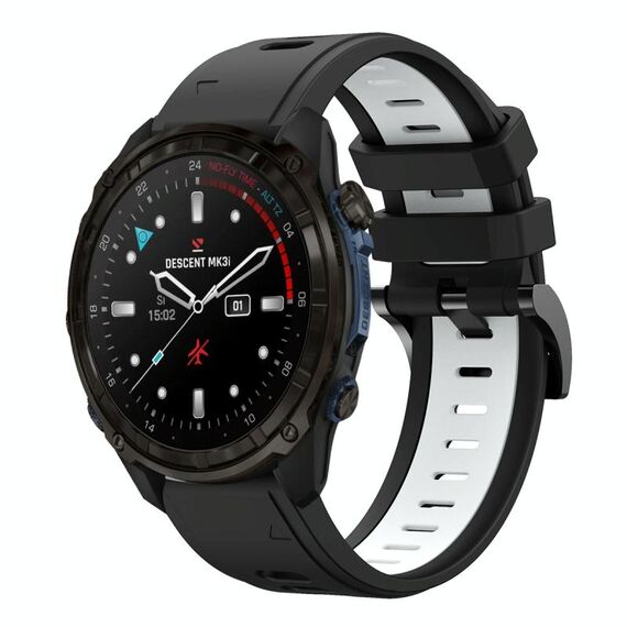 Per Garmin Descent Mk3i 51mm Sports Cinturino in silicone bicolore da 26mm (nero+bianco)