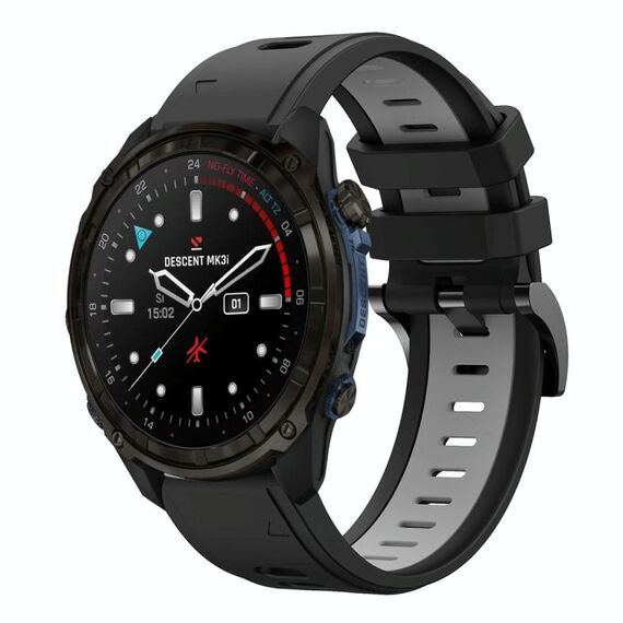 Per Garmin Descent Mk3i 51mm Sports Cinturino in silicone bicolore da 26mm (nero+grigio)