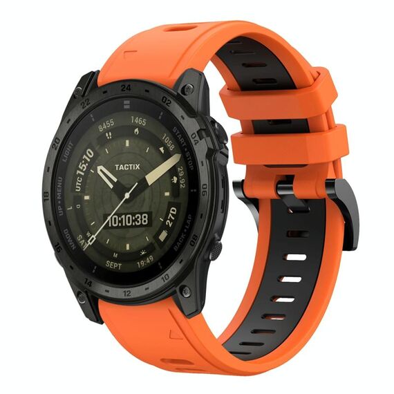 Per Garmin Tactix 7 AMOLED Sports cinturino in silicone bicolore da 26 mm (arancione+nero)