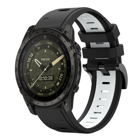 Per Garmin Tactix 7 AMOLED Sports cinturino in silicone bicolore da 26 mm (nero+bianco)