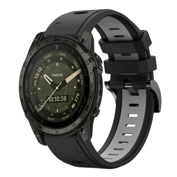 Per Garmin Tactix 7 AMOLED Sports cinturino in silicone bicolore da 26 mm (nero + grigio)