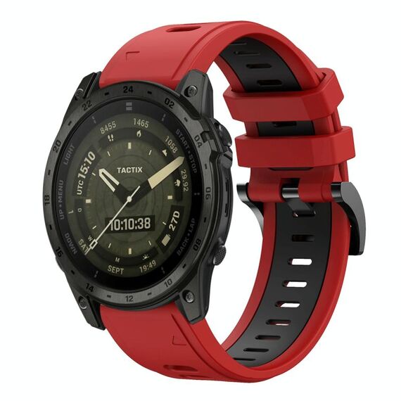 Per Garmin Tactix 7 AMOLED Sports cinturino in silicone bicolore da 26 mm (rosso+nero)