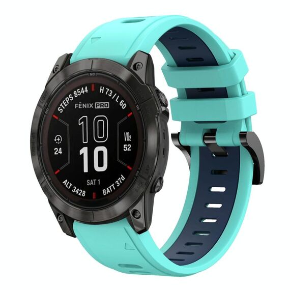 Per Garmin Fenix ​​7X Pro 51mm Sports Two Color 26mm Cinturino in silicone (verde menta+blu notte)