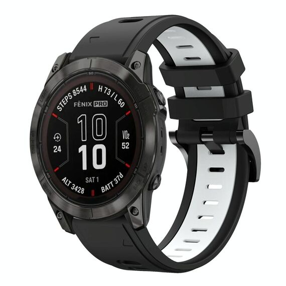 Per Garmin Fenix ​​7X Pro 51mm Sports Two Color 26mm Cinturino in silicone (nero+bianco)