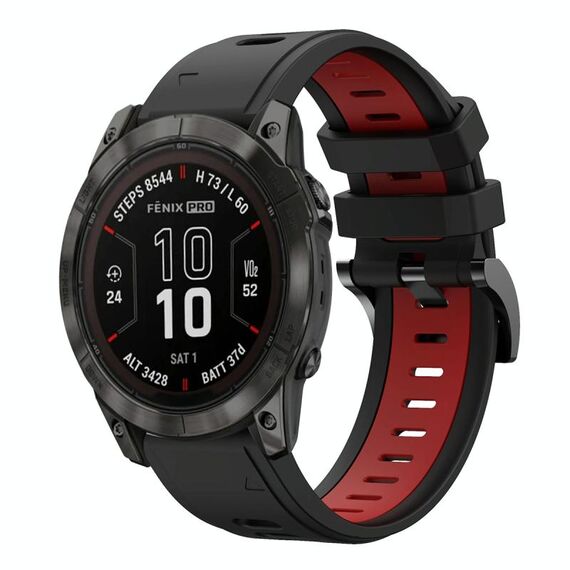 Per Garmin Fenix ​​7X Pro 51mm Sportivo Cinturino in silicone bicolore 26mm (nero+rosso)