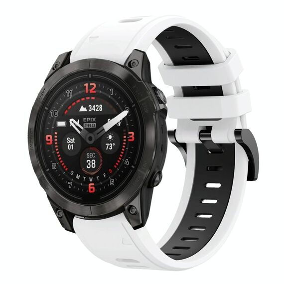 Per Garmin Epix Pro 51mm Sports Cinturino in silicone bicolore da 26mm (bianco+retro)
